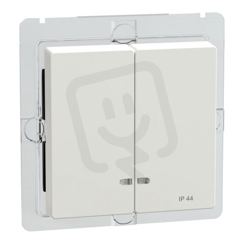 Kryt spínače dvojitý průzory IP44, polar SCHNEIDER MEG3424-0319