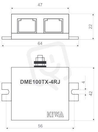 Přepěťová ochrana pro sitě Ethernet, 100BASET KIWA DME100TX-4RJ ETHERNE