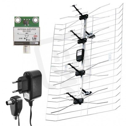 Anténa venkovní EM-030, 0-100 km, DVB-T2, DAB, filtr LTE/4G EMOS J0666
