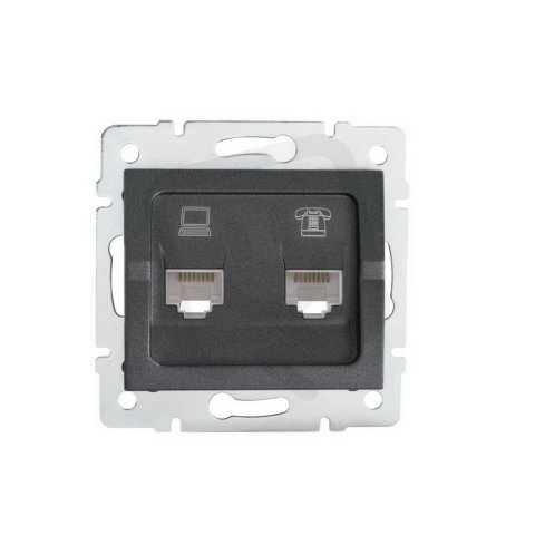 Zásuvka datová-telefonní LOGI RJ45Cat 5e + RJ11 25289 Kanlux grafit