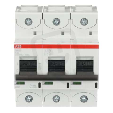 S803S-K32 jistič 3P char. K 32A s klecovou svorkou Icu 50kA ABB 2CCS863001R0537