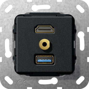 HDMI,USB 3.0 A,mini Gen.ch., kr.kabel vložka černá m GIRA 568010