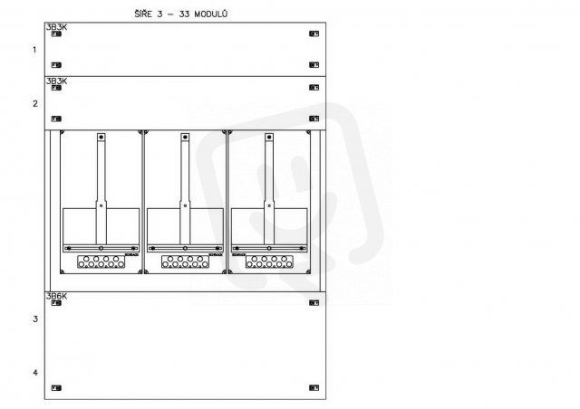 Konstrukce elektroměrová 3-21, 1-řadá, plastové panely SCHRACK CSIL125321