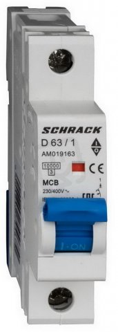 Instalační jistič AMPARO 10kA, D 63A, 1P SCHRACK AM019163--