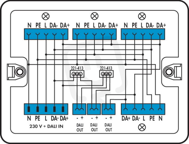 Distribuční krabice 230V + DALI 1 vstup WAGO 899-681/146-000