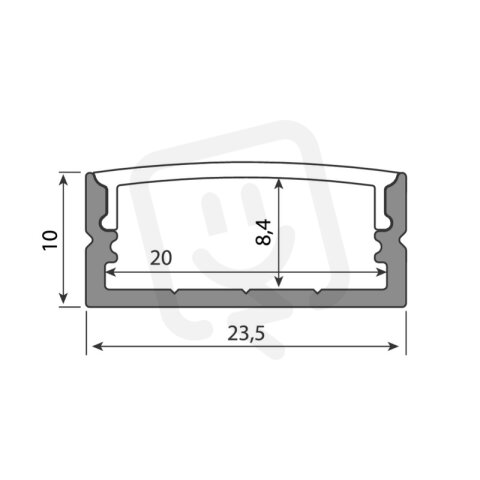 Přisazený hliníkový profil černý PF, 24x10 mm, včetně mléčného difuzoru, 2 m