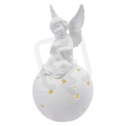 LED keramický anděl, 29 cm, 2x AA, vnitřní, teplá bílá EMOS DCLW33