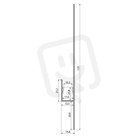 Hliníkový profil pro sádrokartony AY 133x13 mm bez difuzoru 1 m