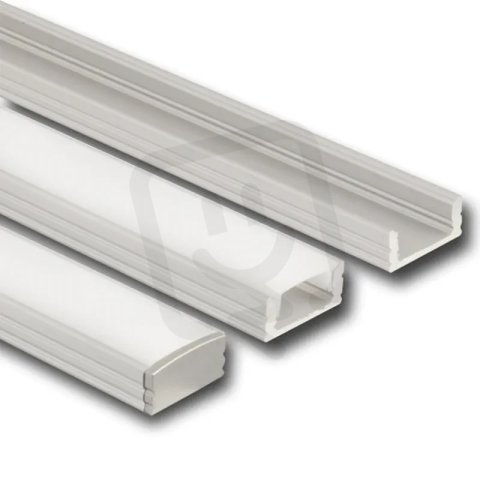 Přisazený hliníkový profil PH, 17x8 mm, mléčný difuzor, komplet, 2 m