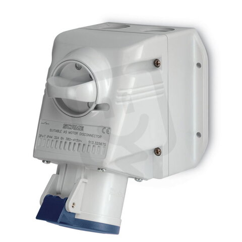 Nástěnná zásuvka s vypínačem SCAME OPTIMA šikmý box 2P+E 16A 6h/200-250V IP54