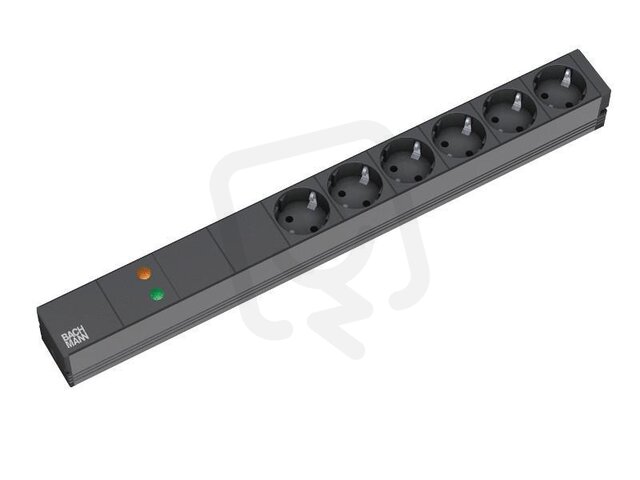 Bachman 333.536 19'' 1U 6xCEE7/3 black 1xOVP power 2m CEE7/7