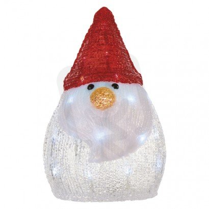 Vánoční LED sněhulák, 30cm, 3x AA, studená bílá, časovač