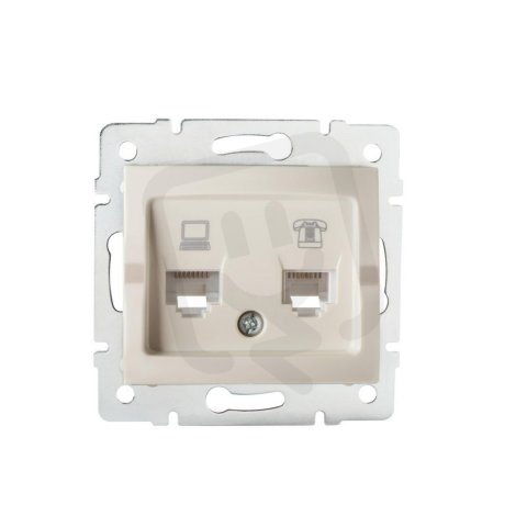 Zásuvka datová-telefonní LOGI RJ45Cat 5e + RJ11 25171 Kanlux krémová