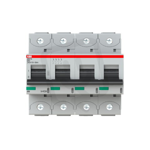 S804N-D63 jistič 4P char. D 63A s klecovou svorkou 36kA ABB 2CCS894001R0631