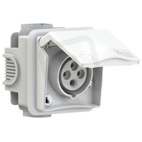 zásuvka pod omítku designová, 4P, 16A/400V, 6h, IP44, bílá PCE PC-884-6v