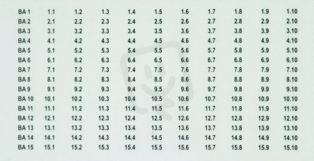 Označovací štítky pro BLITZDUCTOR BXT 2x BA1 (1.1-1.10) - BA15 (15.1-15.10)