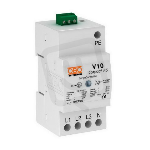 OBO V10 COMPACT-FS Svodič přepětí typ 2+3 TN/TT 60kA(8/20) DS 255V