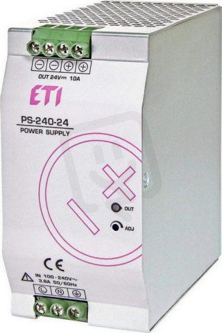 Napájecí zdroj PS-240-25 100-240V AC/140-340VDC 10A 24-28V DC 240W ETI 004656683