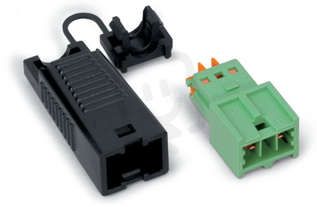 Zástrčka S pouzdrem s odlehčením tahu 2pól. zelená WAGO 893-1012