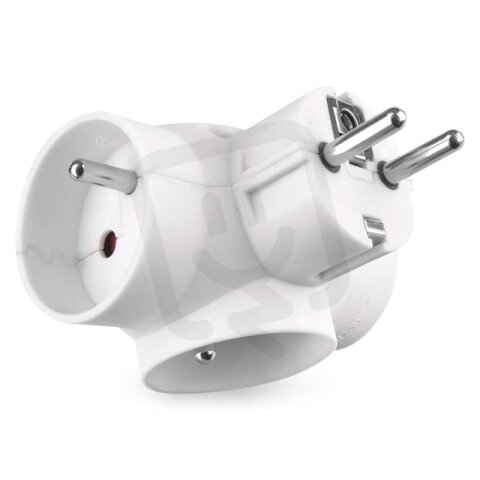 Rozbočovací zásuvka 3×, kulatá, bílá EMOS P0024FR