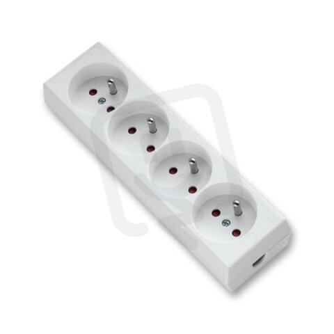 Zásuvka pohyblivá čtyřnásobná s ochrannými kolíky s clonkami bílá 31220-000