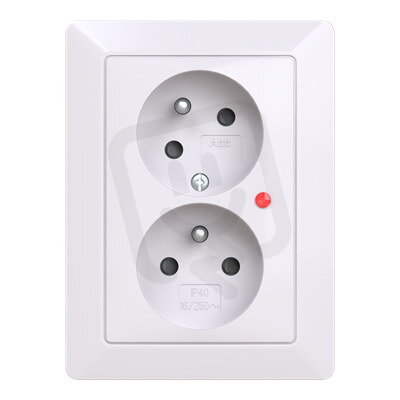 Dvojzásuvka ABB ZONI s clonkami, s přep. ochranou, bílá 5593T-C02157 500