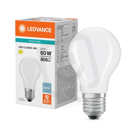 Světelný zdroj LED CLASSIC A V 5.9W 865 Frosted E27 LEDVANCE 4099854784408