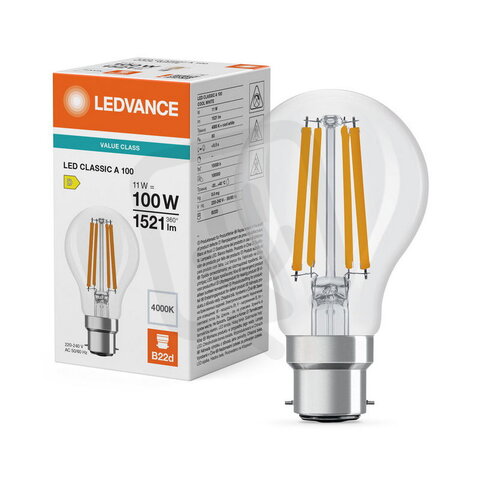 Světelný zdroj LED CLASSIC A V 11W 840 Clear B22d LEDVANCE 4099854784521