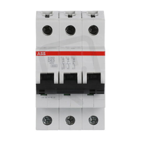 S203-D63 3 fázový jistič 63 A char. D 6kA ABB 2CDS253001R0631