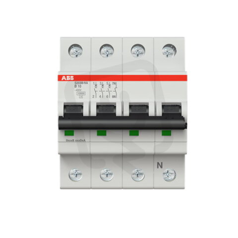 ABB S203M-B10NA jistič 3F odpojení N vodiče (3+NA) 10 A char. B 10kA