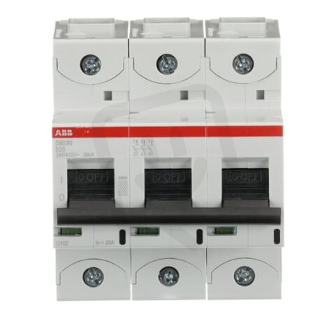S803N-B20 jistič 3P char. B 20A s klecovou svorkou Icu 36kA ABB 2CCS893001R0205