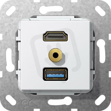 HDMI USB 3.0 A mini krátký kabel vložka čistě bílá GIRA 568103