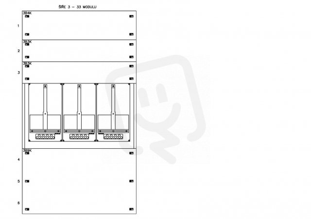 Konstrukce elektroměrová 3-28, 1-řadá, plastové panely SCHRACK CSIL125328