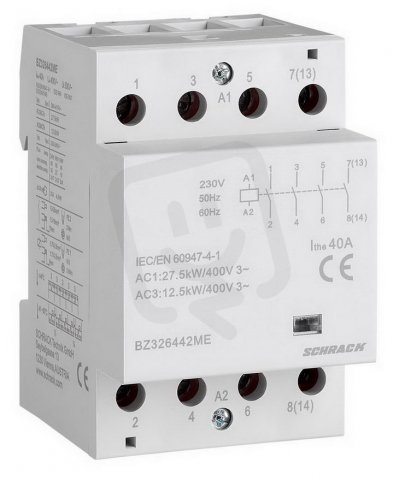 Instalační stykač AMPARO 40 A, 4Z (4NO), 230 V AC, 3TE SCHRACK BZ326442ME