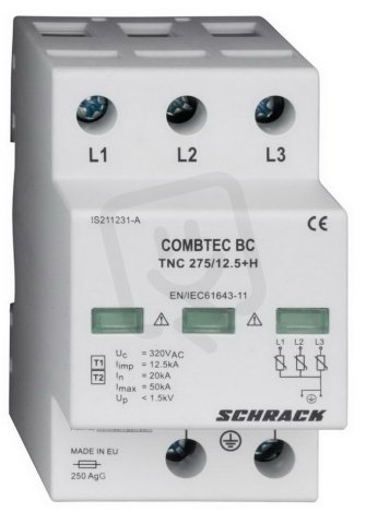 Svodič přepětí COMBTEC BC TNC 275/12,5, pomocný kontakt SCHRACK IS211231-A