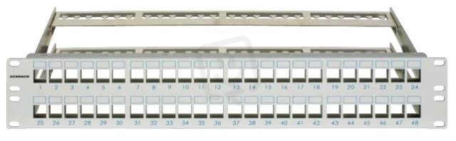 19'' patchpanel pro max. 48 keystone,neosazený,2U,RAL 7035 SCHRACK HSER0480GS