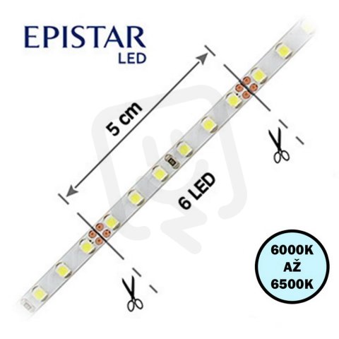 LED pásek 120LED/m 3528 IP20 6000-6500 K bílá 24V 5mm 5m FK TECHNICS 4731632-60
