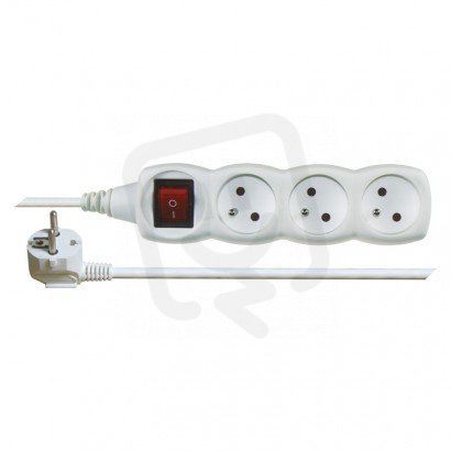 Prodlužovací kabel 2m/3 zásuvky/s vypínačem/bílý/PVC/1mm2 EMOS P1312