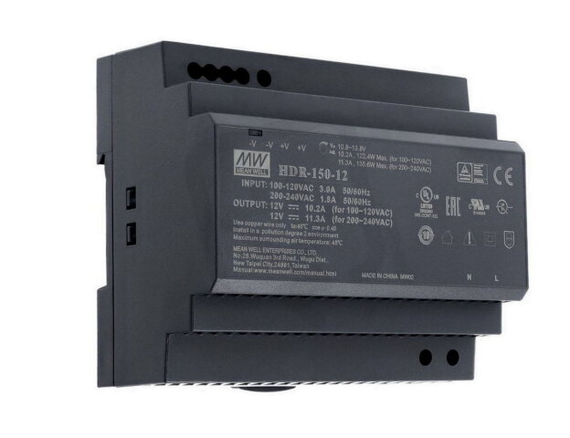 Napájecí zdroj na DIN 120W 12V MEAN WELL HDR-150-12