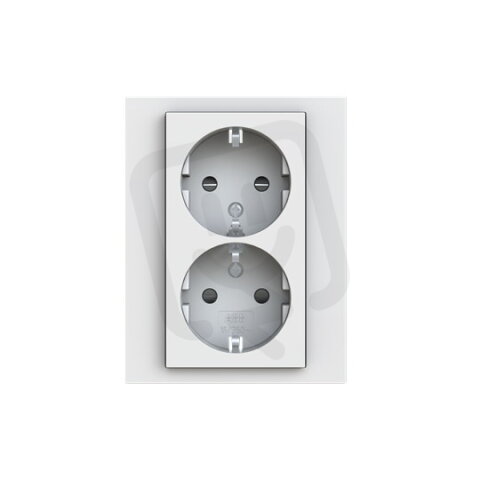 Dvojzásuvka ABB LEVIT s clonkami, bezšroub., šedá/bílá 5522H-C03458 16W