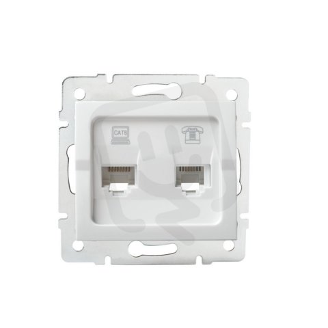 Zásuvka datová-telefonní LOGI RJ45Cat 6 + RJ11 25113 Kanlux bílá