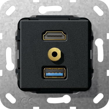 HDMI USB 3.0 A mini krátký kabel vložka černá m GIRA 568110