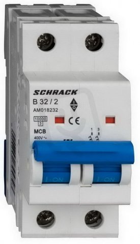 Instalační jistič AMPARO 10kA, B 32A, 2P SCHRACK AM018232--