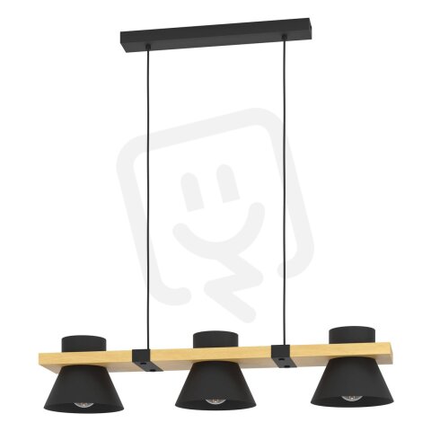 Závěsné svítidlo MACCLES 3xE27 černá/dřevo 3X15W IP20 EGLO 43956