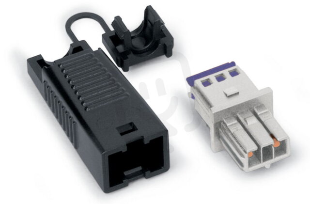 Zdířka S pouzdrem s odlehčením tahu 2pól. světle šedá WAGO 893-1022