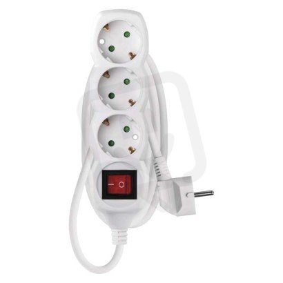 Prodlužovací kabel 1,5 m 3 zásuvky s vypínačem bílý PVC 1,5mm2 EMOS P1321R