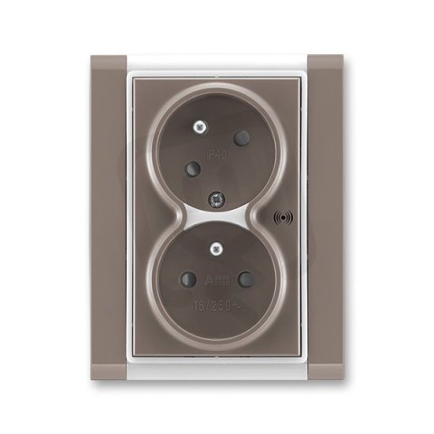 Dvojzásuvka s přepěťovou ochranou 5583F-C02357 26 lungo/mléčná bílá Time ABB