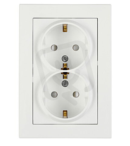 Zásuvka SCHUKO dvojitá, šroubové svorky, bílá SCHRACK EV101313--