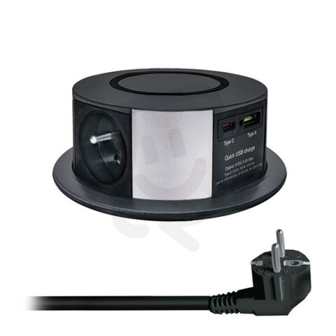 3z + USB A+C 20W PD, Wireless 10W, výsuv