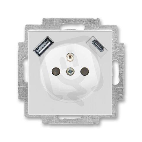Zásuvka s kolíkem, s clonkami, USB-A/C šedá/bílá ABB 5569H-A32357 16